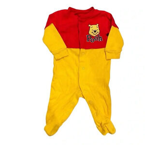 NWOT Vintage Disney Winnie the Pooh Footie Outfit Red and Yellow Size Newborn